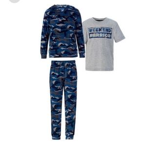 Saint Eve Youth boy 3-piece PJ Set, Blue  long sleeve pants and shirts